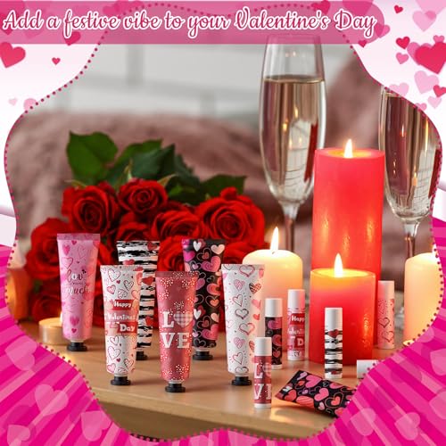 Loopeer Valentine's Day Gift Set - 6 Sets of Hand Cream & Lip Balm Bulk
