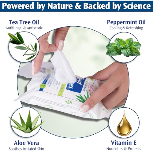 Pedifix Tea Tree Foot Wipes with Aloe, Peppermint & Vitamin E – Odor & Sweat Control