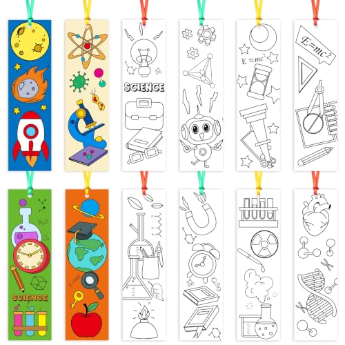 72 Pcs Science Coloring Bookmarks for Kids - DIY Craft Supplies
