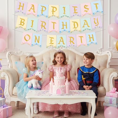 Happiest Birthday on Earth Banner - Princess Theme Decor