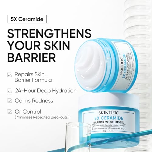 SKINTIFIC 5X Ceramide Barrier Repair Moisturizer - Lightweight Gel for All Skin Types