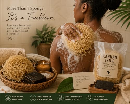 Authentic African Exfoliating Bath Sponge - Natural Kankan Ibile (4 Pack)