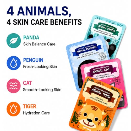 PRETTYSKIN 4-Pack Korean Sheet Masks – Hydrating, Soothing & Tone-Support