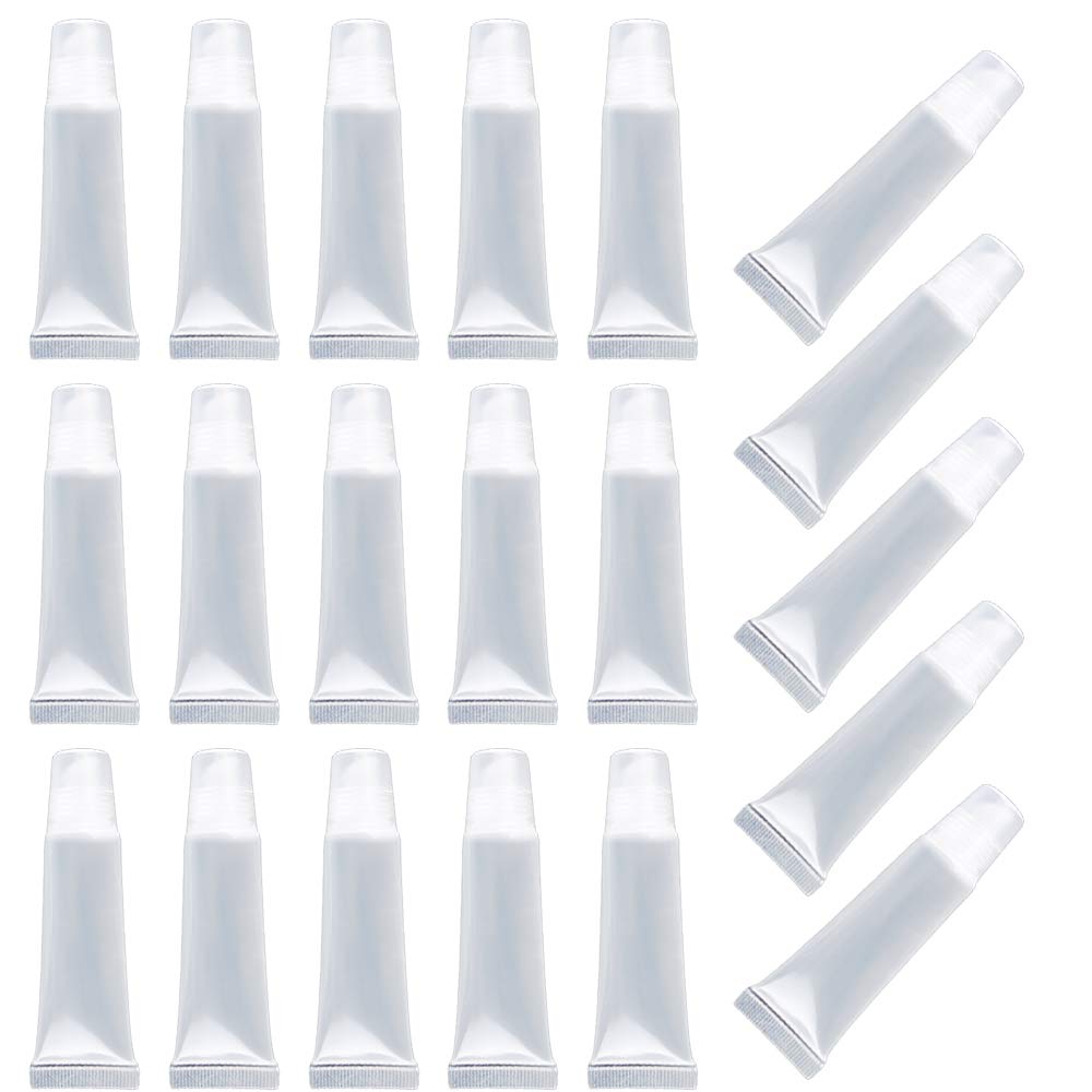 AKIRO 15 ml Empty Refillable Mini Clear Lip Gloss Balm Cosmetic Containers Makeup Accessories Soft Empty Tubes 20 Pcs