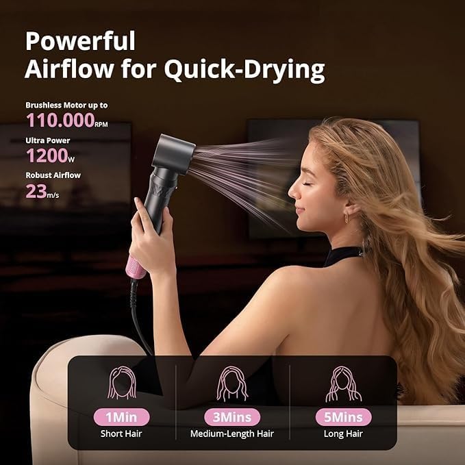7 in 1 Blow Dryer Brush - Fast Hair Dryer & Curling Styler | No Heat Damage, Versatile Hot Air Tool