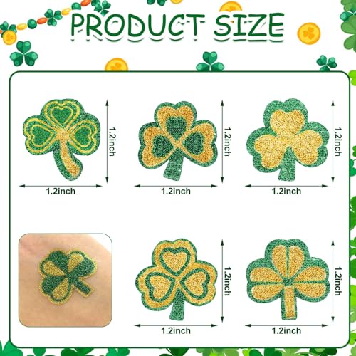 120 Pcs St. Patrick's Day Glitter Shamrock Face & Body Stickers Kids Party Decor