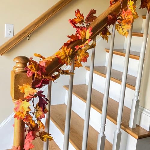 Set of 3 Artificial Fall Leaf Garlands - 18 ft Maple Decor