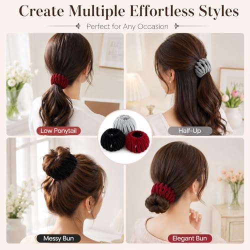 3PCS Expandable Hair Clips for Women - Flexible Ponytail Holders