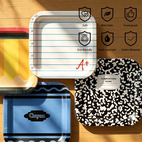 48pcs Back to School Paper Plates - 7 Inch Disposable Tableware