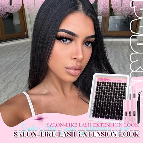 PVDKIW B Fluffy Lash Clusters Kit with Spikes, 12-22mm Volume Eyelash Extensions