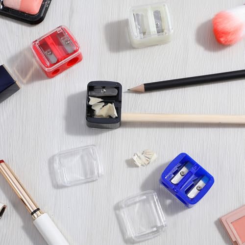 Dual Hole Makeup Pencil Sharpener Set for Lip, Eyeliner & Eyebrow - Portable Stainless Steel Blade