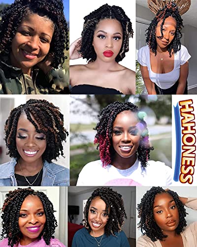 Hahoness 6 Inch Passion Twist Crochet Hair Pack of 8 T1B/30 Ombre Brown Synthetic Braided Extensions
