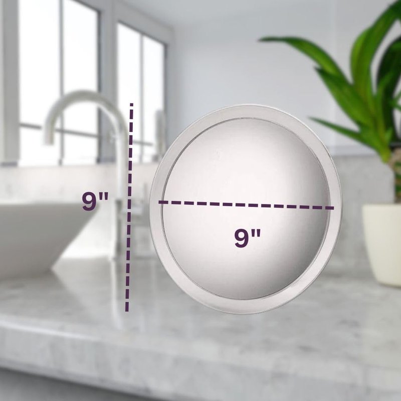 Jerdon Portable Travel Makeup Mirror – 9” Diameter Frame with 5X Magnification – Suction Cups Allow Wall Mounting – Travel Case Included – Model JSC5
