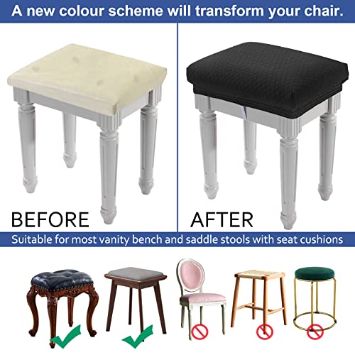 Luxury Jacquard Vanity Bench Stool Cover, XS Black