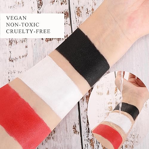 Wismee Professional Oil-Based Clown Makeup Set - Black, White & Red