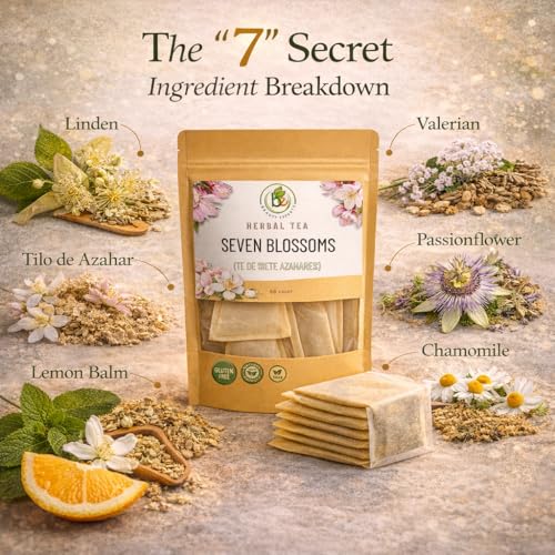 7 Blossoms Herbal Tea – 60 Caffeine-Free Tea Bags – 100% Natural & Vegan
