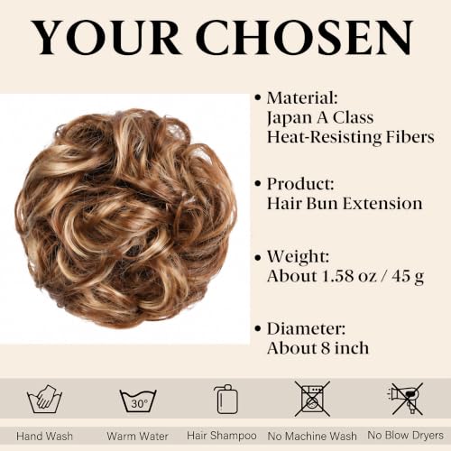 PEOQUEM Messy Bun Hair Piece - Lightweight Synthetic Hair Bun for Volume
