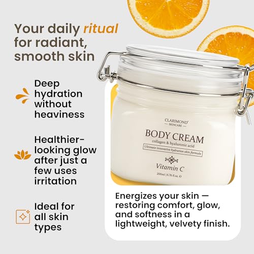 Vitamin C Body Lotion with Collagen & Hyaluronic Acid - Brightening & Firming Moisturizer for Dry Sensitive Skin 6.8 fl oz