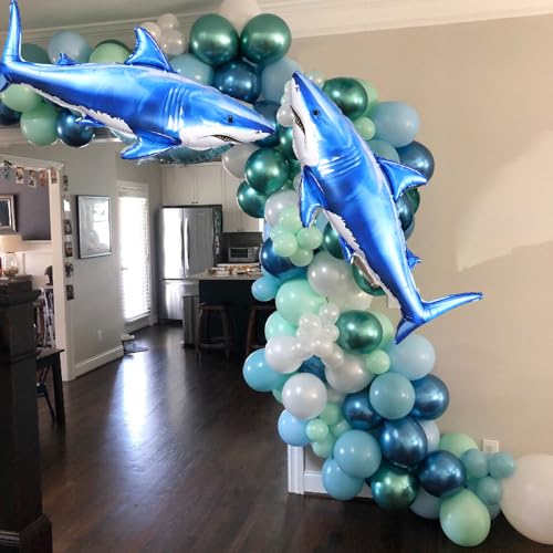 3Pcs Shark Foil Balloons - 36 Inch Ocean Theme Party Decor