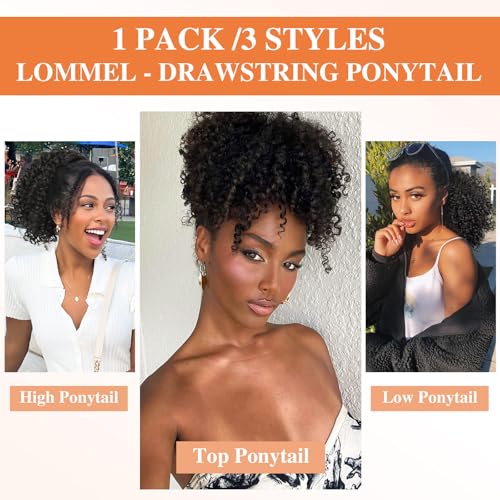 Lommel 10 Inch Brown Black Ponytail Extension for Black Women - Curly Afro Kinky Hair