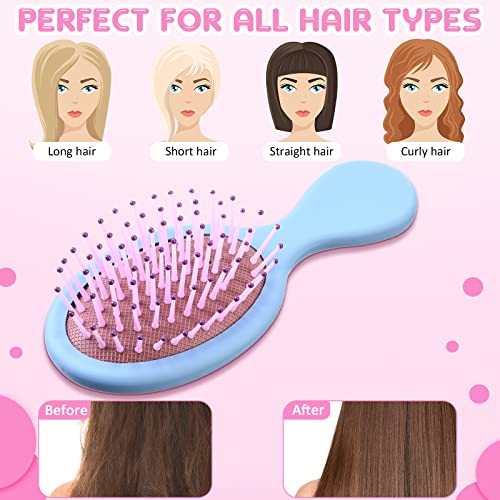 Sawysine 14-Piece Mini Detangler Hair Brush Set with Gentle Bristles, Classic Colors