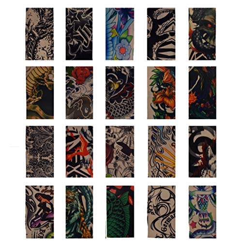 HOVEOX 20PCS Temporary Tattoo Sleeves for Arm Art & Sunscreen Protection