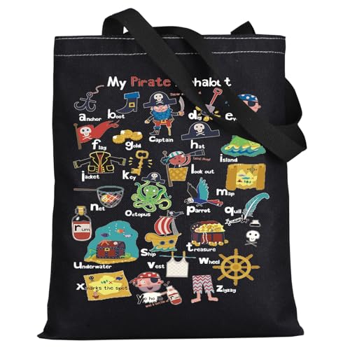My Pirate A-Z Alphabet Tote Bag - LEVLO Pirate Quote Gift