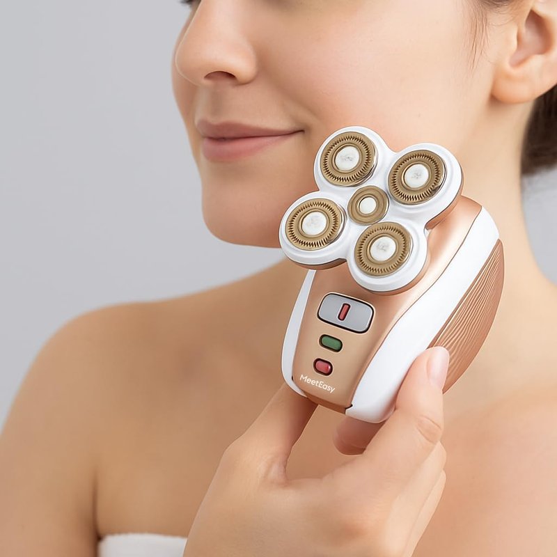 Meeteasy Electric Leg Shaver for Women - Rechargeable Painless Lady Razor for Leg Face Lips Body Underarms Armpit - Female Cordless Bikini Trimmer