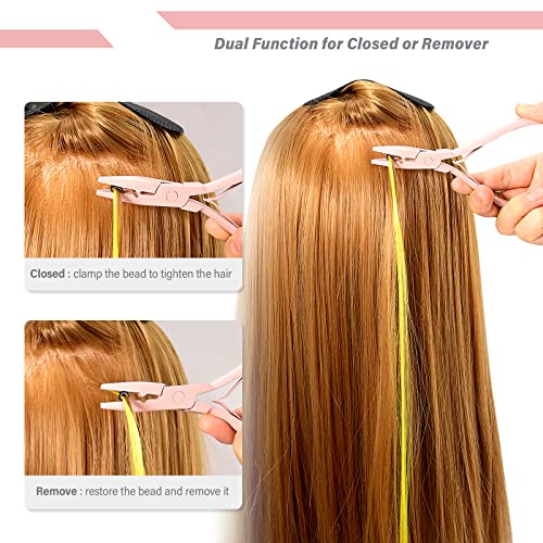 Gomake Pink Hair Extensions Tool Kit: Pliers, Hooks & Beads