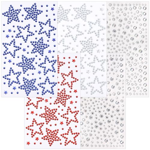 Teenitor 4th of July Star Face Gems - Self-Adhesive Rhinestones