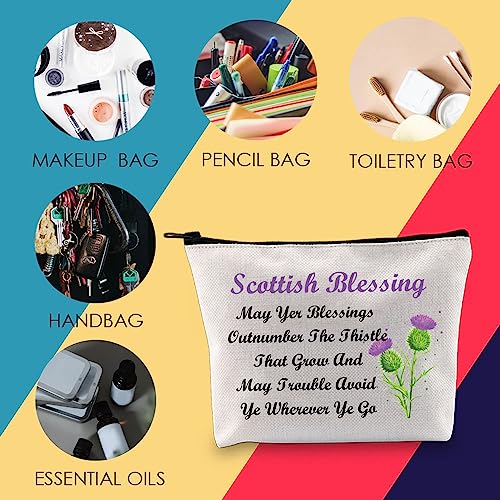 Scottish Blessing Makeup Bag - Thistle Travel Pouch by MNIGIU