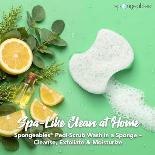 Spongeables Pedi Scrub Foot Exfoliator, Citron Eucalyptus, 3-Pack