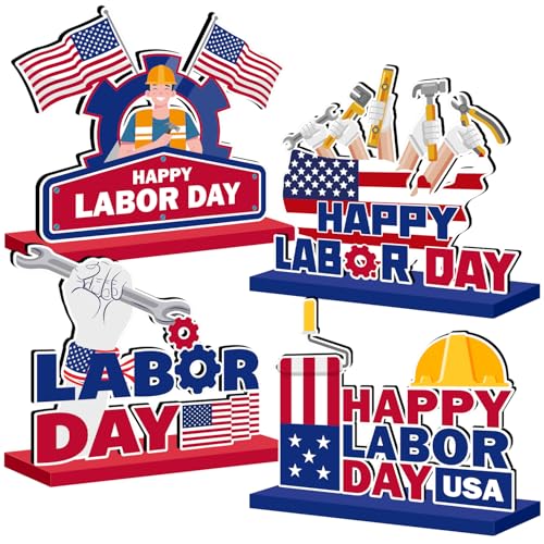 Labor Day Wooden Table Centerpieces - Patriotic Party Decorations