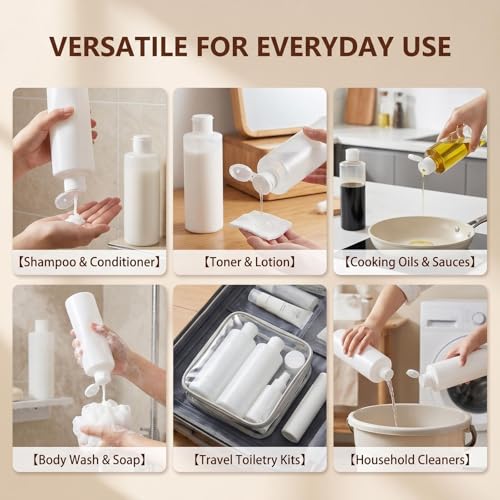 2-Pack 200ml Clear Plastic Squeeze Bottles with Flip Cap for Cosmetics & Travel