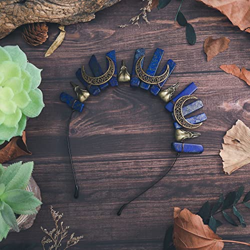 Formery Blue Quartz Crystal Crown Headpiece for Women - Moon Witch Tiara