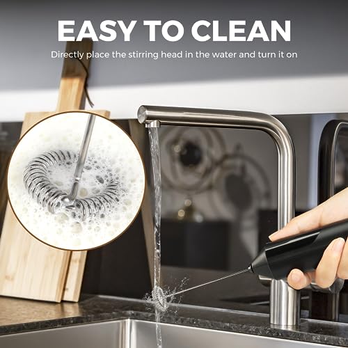 HealSmart Handheld Milk Frother with Stand – Battery Operated Whisk for Lattes, Cappuccinos & Matcha