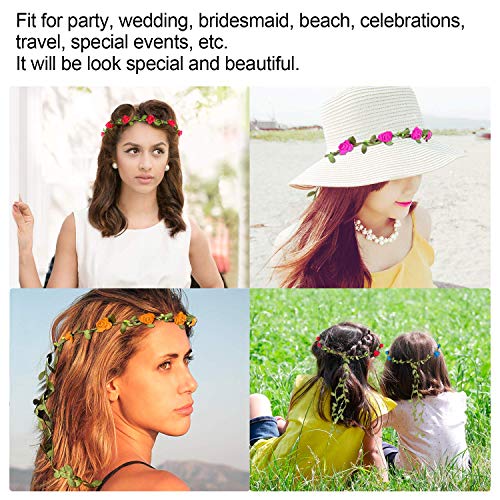 15 Pcs Colorful Flower Crown Headbands for Women & Girls