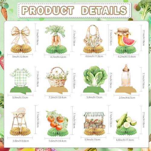 Farmers Market Baby Shower Decorations - 12 Honeycomb Centerpieces