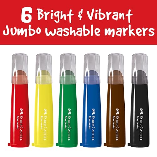 Faber-Castell Little Creatives Extra Jumbo Washable Markers - 6 Colors for Kids