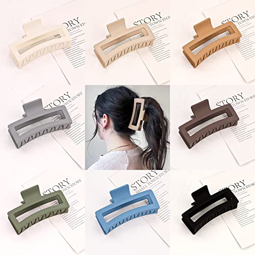 Jelyne 5-Inch Extra Large Square Hair Claw Clips, 8-Pack Matte Jaw Clips
