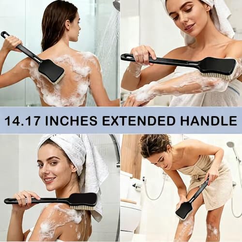 Laihemi 2-Piece Back Scrubber with Long Handle & Soft Bristles