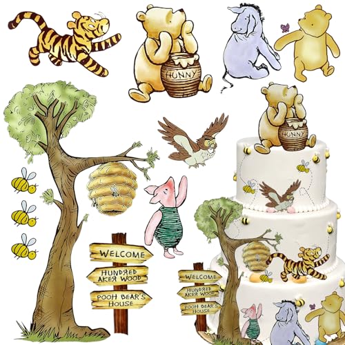 Winnie the Pooh Cake Toppers - 10pcs Cupcake Decorations for Baby Showers