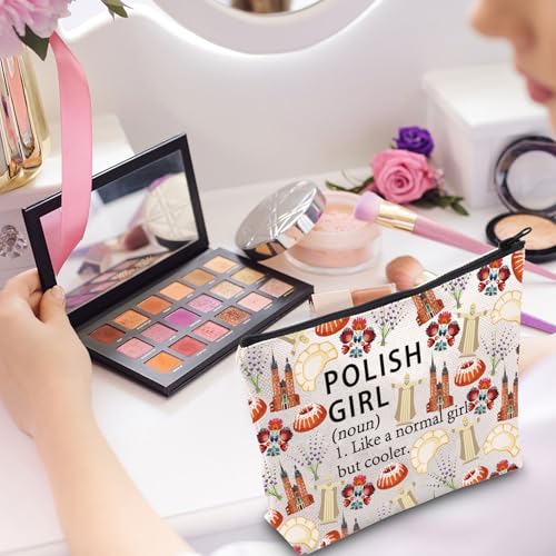Poland Makeup Bag - Cotton & Linen Travel Pouch for Cosmetics
