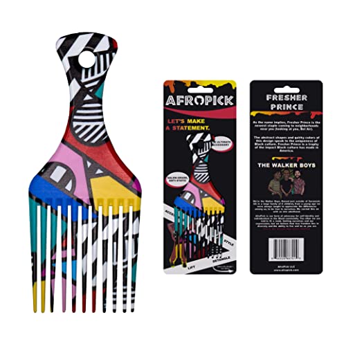 Afropick Anti-Static Afro Pick Comb for Curly Hair - 1 Count (Fresher Prince)