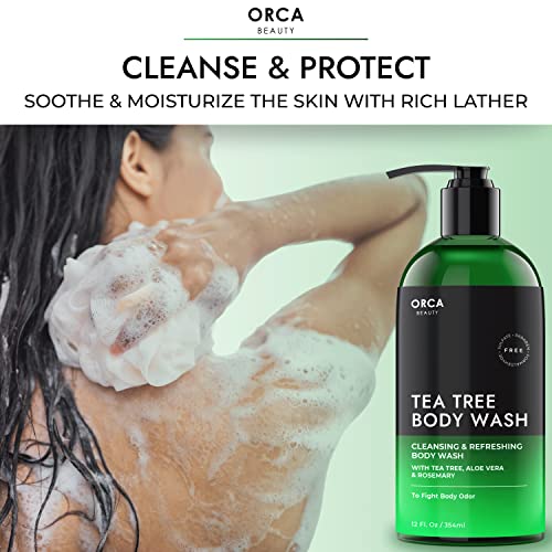 Orca Beauty Tea Tree Body Wash - 12 Fl Oz (Pack of 2) - Gentle Cleanser for All Skin Types