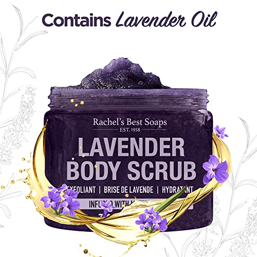 Lavender Body Scrub - Gently Exfoliates & Moisturizes Skin, 12 Oz