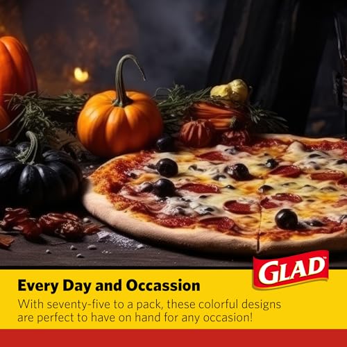 Glad Square Disposable Paper Plates, 8.5 Inch, 75 Count - Soak-Proof & Microwave Safe for Fall Gatherings