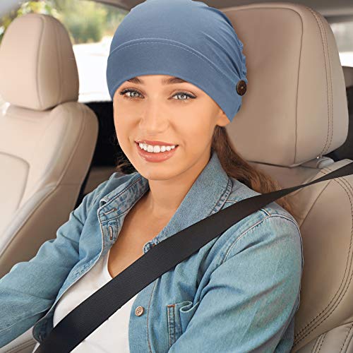 Geyoga 3 Pcs Bouffant Caps with Buttons - Navy Blue, Royal Blue, Blue | Unisex Medical Headwear