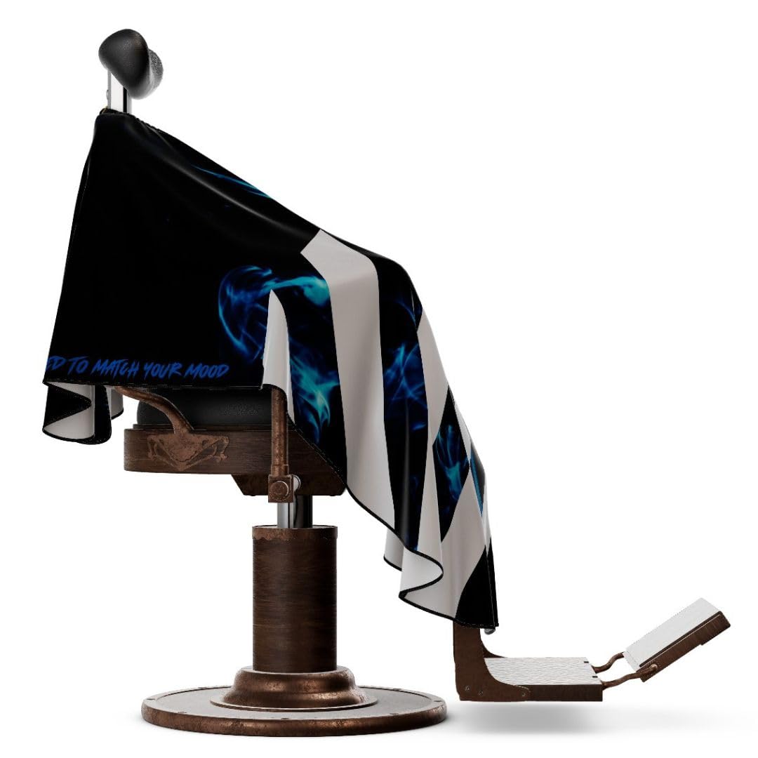 Professional Barber Cape - Hair Cutting Cape with Adjustable Neck Closure, Salon Quality Styling Cape for Hairdressers and Barbers - Blue Smoke