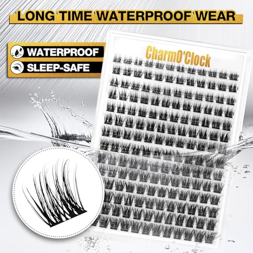 CHARMO'CLOCK Lash Clusters Kit: 168 DIY Eyelash Extensions Set with Bond & Seal